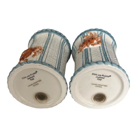 VTG Fitz and Floyd Seaboard Crab Salt & Pepper Shakers – Coastal Blue & White Ce - Picture 4 of 7